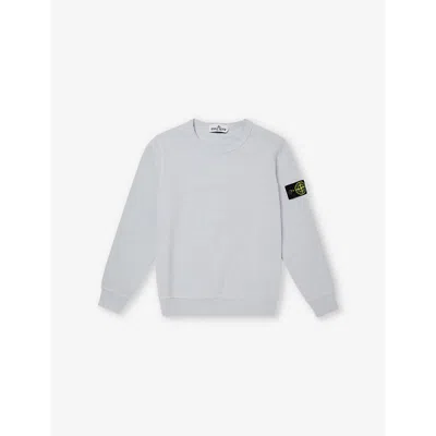 Stone Island Kids' Ky Blue Brand-badge Classic Crewneck Cotton-jersey Sweatshirt 2-12 Y In Sky Blue