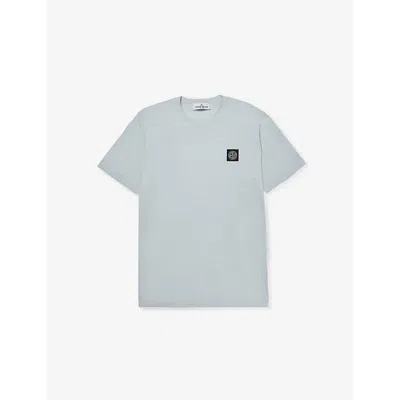 Stone Island Kids' Brand-patch Short-sleeve Cotton-jersey T-shirt 14 Years Sky Blu In Sky Blue