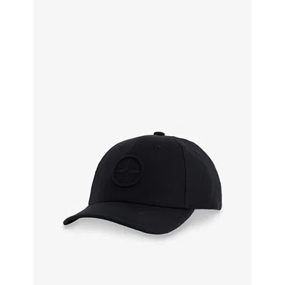 Stone Island Kids' Black Brand-patch Twill Woven-blend Baseball Cap 2-16 Years