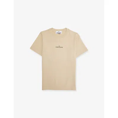 Stone Island Kids' Brand-print Short-sleeves Cotton-jersey T-shirt 2-12 In Neutral