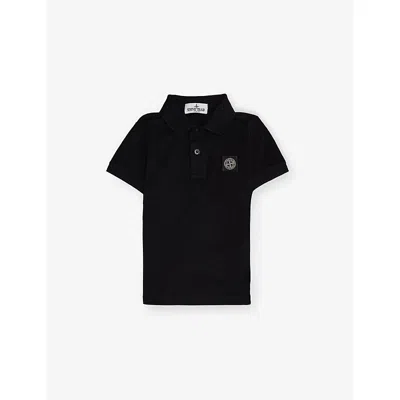 Stone Island Kids' Brand-badge Cotton Polo Shirt 2-12 In Black