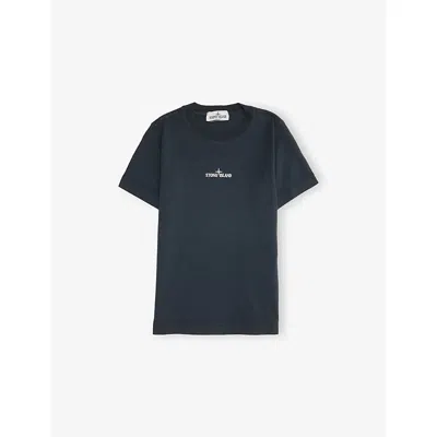 Stone Island Kids' Navy Blue Brand-badge Cotton T-shirt 2-14