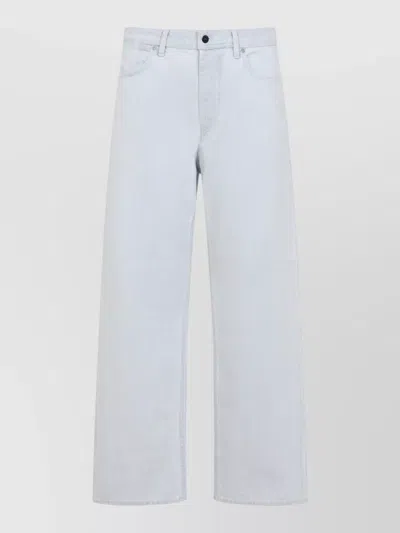 Stone Island Branded Cotton Jeans Trousers Belt Loops In White