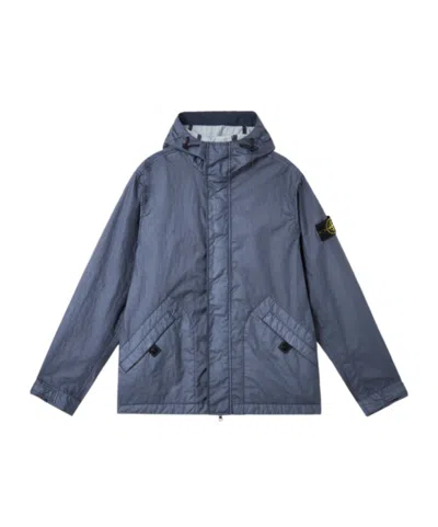 Stone Island Breathable Waterproof Hooded Jacket In Blue