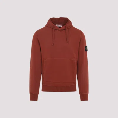 Stone Island Brick Red Cotton Hoodie Sweater In Brown