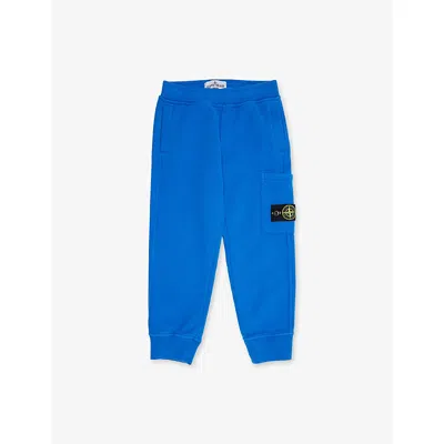 Stone Island Kids' Bright Blue Logo-badge Cotton Jogging Bottoms 2-