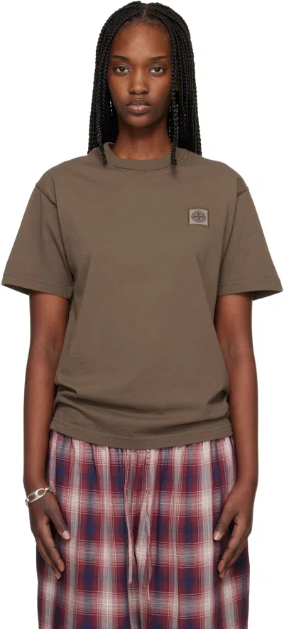Stone Island Brown 2100026 Organic Cotton Jersey Fissato Effect T-shirt