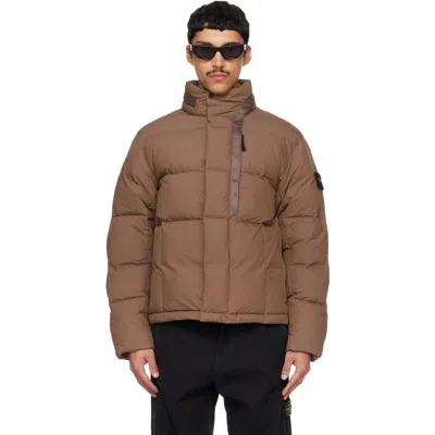 Stone Island Brown 4100083 Cotton Nylon Tela Down Jacket