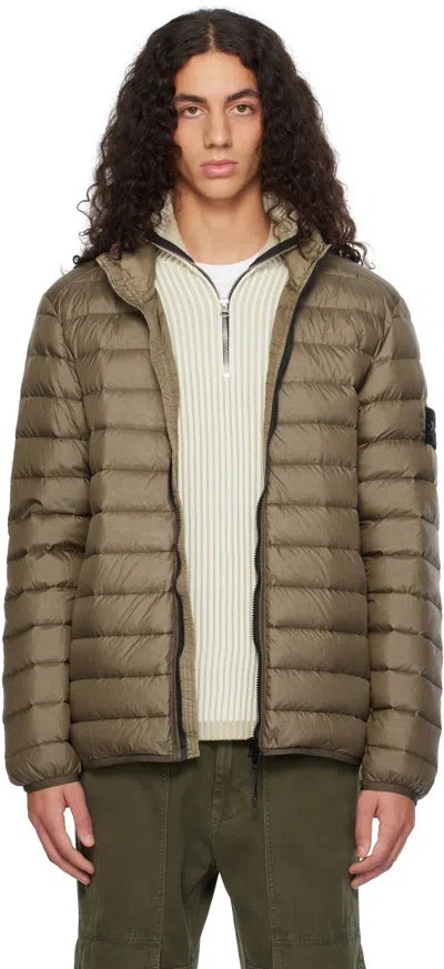 Stone Island Brown 42924 Loom Woven Chambers Down Jacket In V0075 Walnut