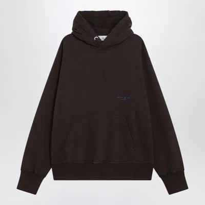 Stone Island Embroidered Logo Hooded Sweatshirt In Brown