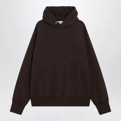 Stone Island Embroidered Logo Hooded Sweatshirt In Brown