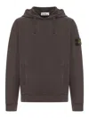 Stone Island Lead Grey Brushed Organic Cotton Hoodie In Brown