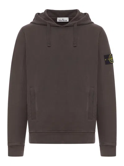 STONE ISLAND BROWN COTTON HOODIE STONE ISLAND