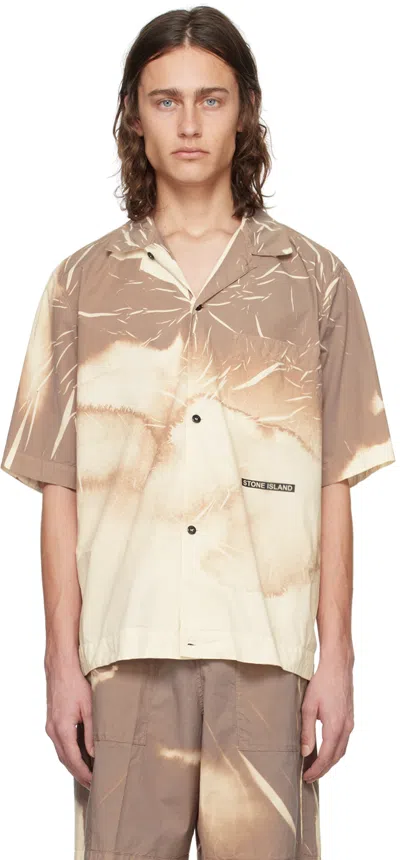 Stone Island Brown Graphic Shirt In V0092 Dove Grey