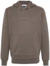 Stone Island Logo-print Cotton Hoodie In Brown