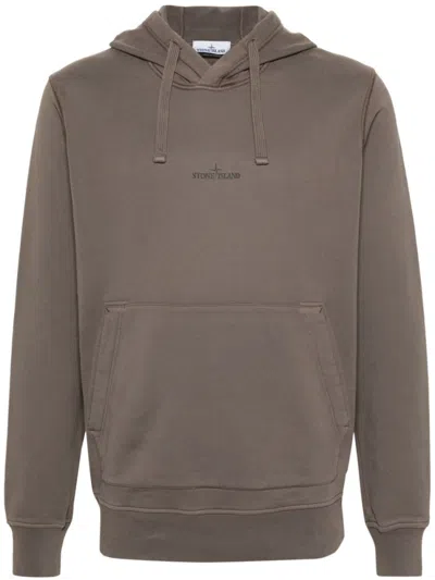 STONE ISLAND BROWN LOGO HOODIE