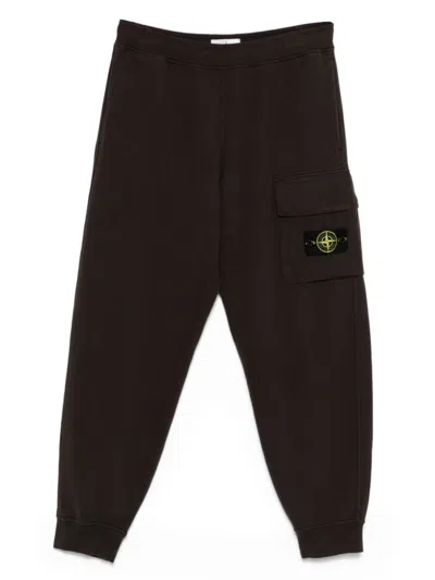 STONE ISLAND BROWN LOGO TRACK PANTS