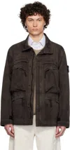 Stone Island Brown Raso Gommato 3l Laser Camo Jacket In V0054 Military Green