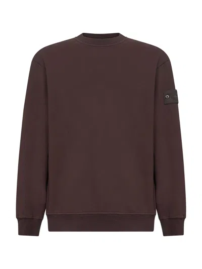 STONE ISLAND BROWN STRETCH COTTON GHOST SWEATSHIRT