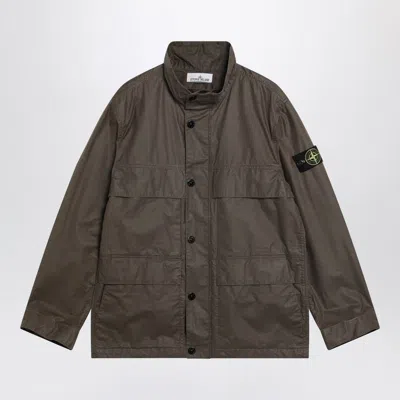 STONE ISLAND STONE ISLAND BROWN WAXED COTTON CANVAS FIELD JACKET