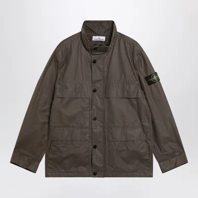 Stone Island Brown Waxed Cotton Canvas Field Jacket