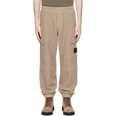 Stone Island Brown Wool Nylon Flannel-tc Cargo Pants In V0094 Biscuit