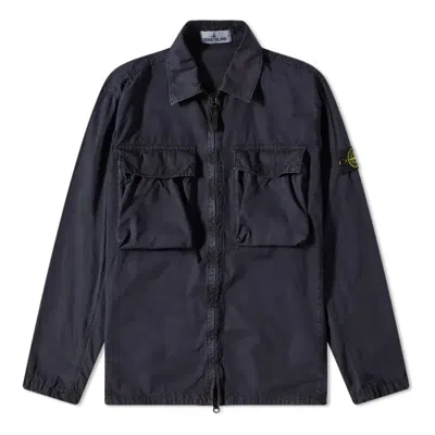 Stone Island Brushed Cotton 2-pocket Shirt Jacket 'navy'