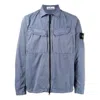 Stone Island Brushed Cotton Canvas Zip Overshirt 'dark Blue'