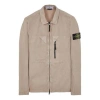 Stone Island Brushed Cotton Canvas Zip Shirt Jacket 'dove Grey' In Brown