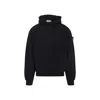 Stone Island Brushed Organic Cotton Fleece Oversized Fit Hoodie Clothing In Black