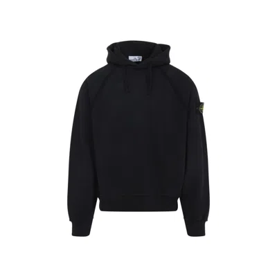Stone Island Brushed Cotton Fleece Oversized Sweatshirt In Black