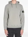 Stone Island Organic Cotton Compass Logo Hoodie In Gray