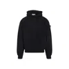 Stone Island Brushed Organic Cotton Fleece Oversized Fit Hoodie Clothing In Black
