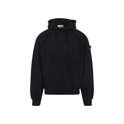 STONE ISLAND BRUSHED FLEECE OVERSIZED BLACK SWEATSHIRT