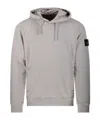 Stone Island Organic Cotton Compass Logo Hoodie In Gray