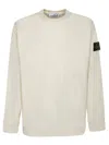 Stone Island Textured Knitwear Sweater With Logo Patch In White