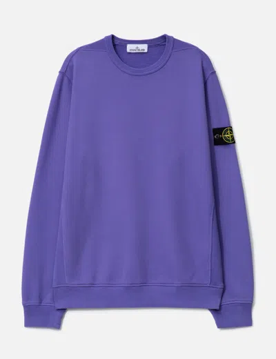 Stone Island Brushed Organic Cotton Fleece Crewneck Sweatshirt In Purple