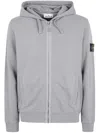 Stone Island Brushed Organic Cotton Fleece Garment Dyed Hoodie Sweater Clothing In Gray