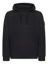 Stone Island Organic Cotton Fleece Hoodie In Black