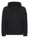 Stone Island Organic Cotton Fleece Hoodie In Black