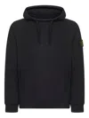 Stone Island Organic Cotton Fleece Hoodie In Black