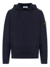 Stone Island Brushed Organic Cotton Fleece Hoodie Clothing In Blue
