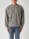 Stone Island Grey Brushed Organic Cotton Crewneck Sweatshirt In Gray