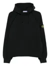 Stone Island Brushed Organic Cotton Fleece Oversized Fit Hoodie Clothing In Black