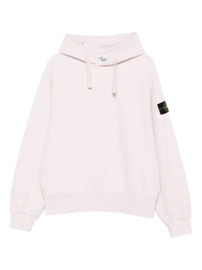 Stone Island Brushed Organic Cotton Fleece Oversized Fit Hoodie Clothing In Pink