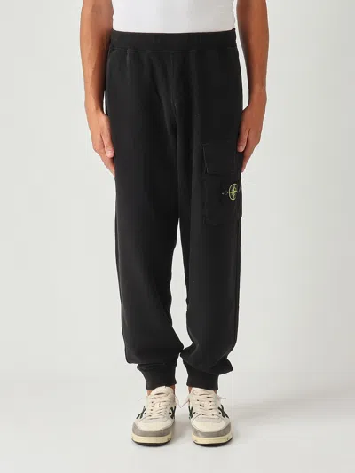 Stone Island Brushed Organic Cotton Fleece Regular-fit. Pantalone Jogger In Felpa Di Cotone Biologico Garzato. Ti In Black