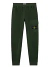 Stone Island Brushed Organic Cotton Fleece Sweat Bottoms In Green