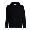 Stone Island Brushed Organic Cotton Fleece Sweatshirt In Black