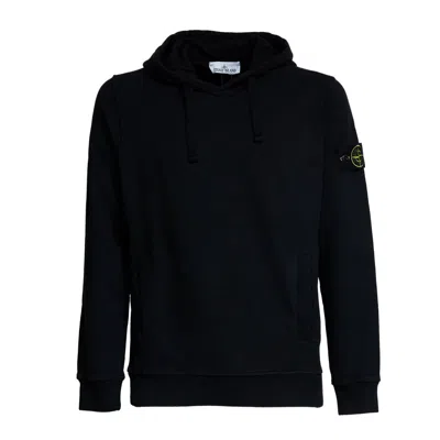 Stone Island Brushed Organic Cotton Fleece Sweatshirt In Black