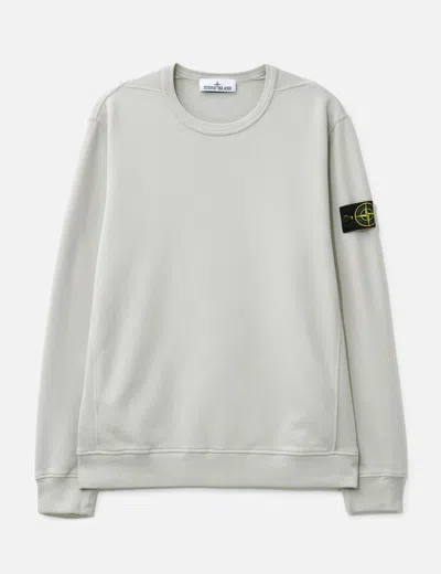 Stone Island Brushed Organic Cotton Fleece Sweatshirt With Ribbed Inserts In White